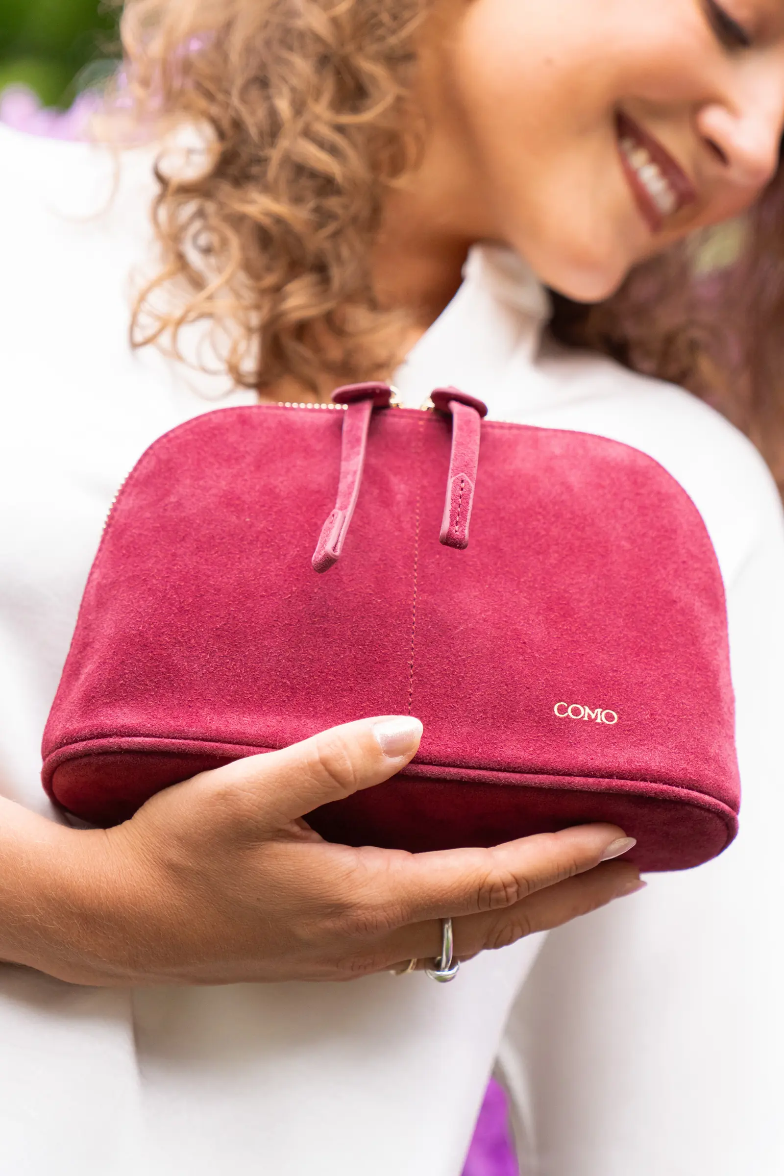Padova Pouch Grand Suede Raspberry